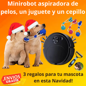 MINIROBOT QUE ASPIRA PELOS DE TU MASCOTA, UN JUGUETE Y UN CEPILLO!